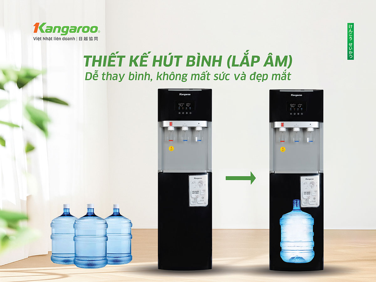 Cây nước nóng lạnh Kangaroo KGWD03BT1D thiết kế hút bình